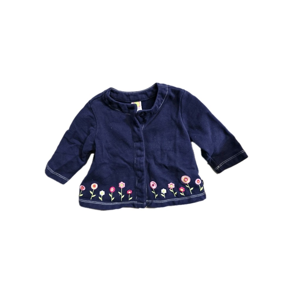 Vintage Gymboree  2001 Baby Girls  Button-Up Shirt Navy Blue 12-18 Months Floral